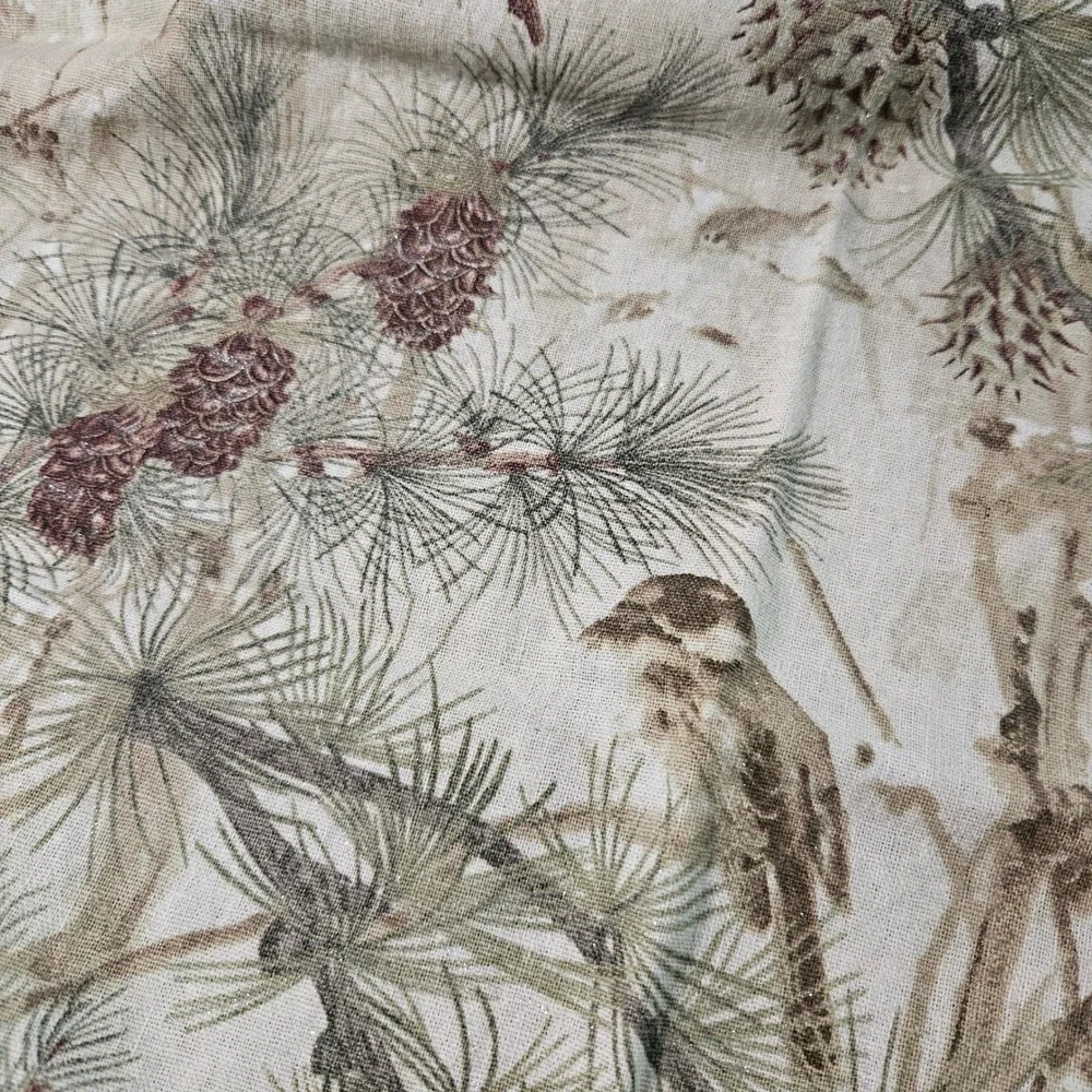 Pottery Barn Pine Cone Bird Linen Cotton Napkins Set of 7 Woodland Rustic 19x19